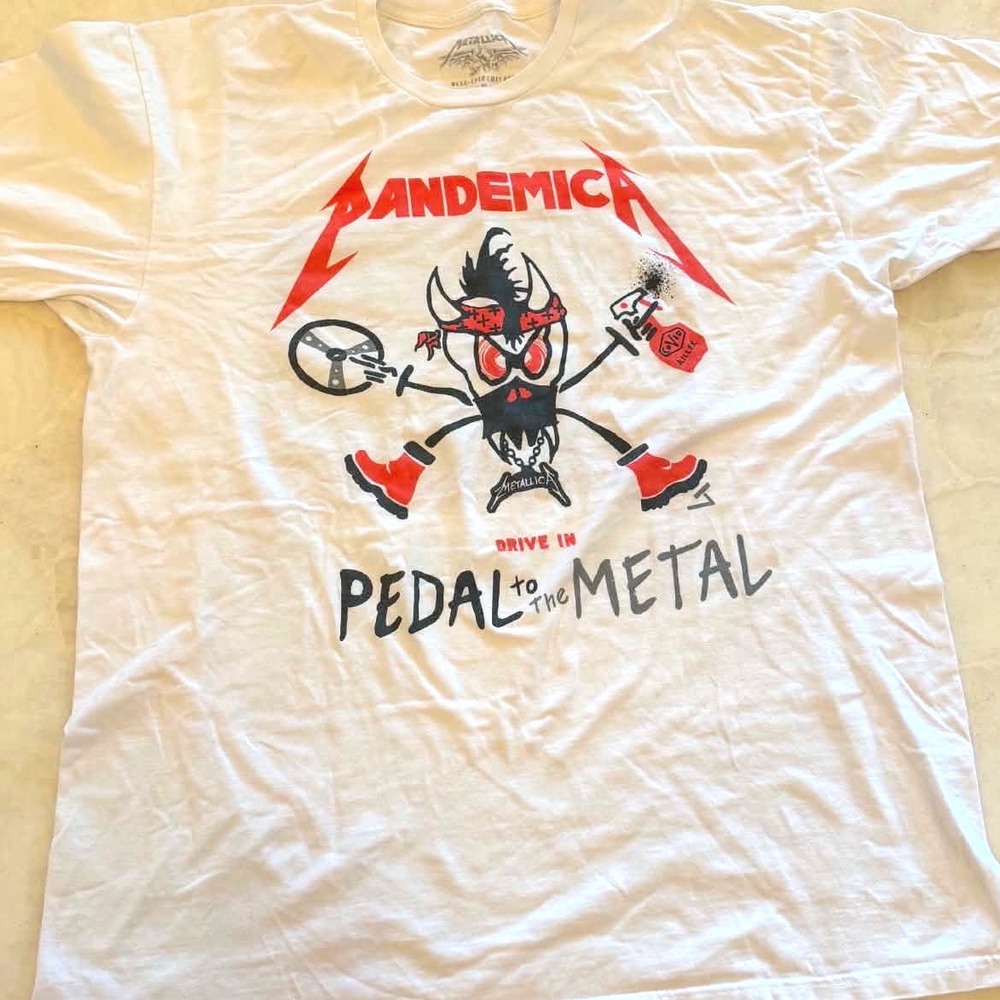 Metallica Pandemic Drive In Pedal to the Metal T-Shirt White XL 2020 Concert